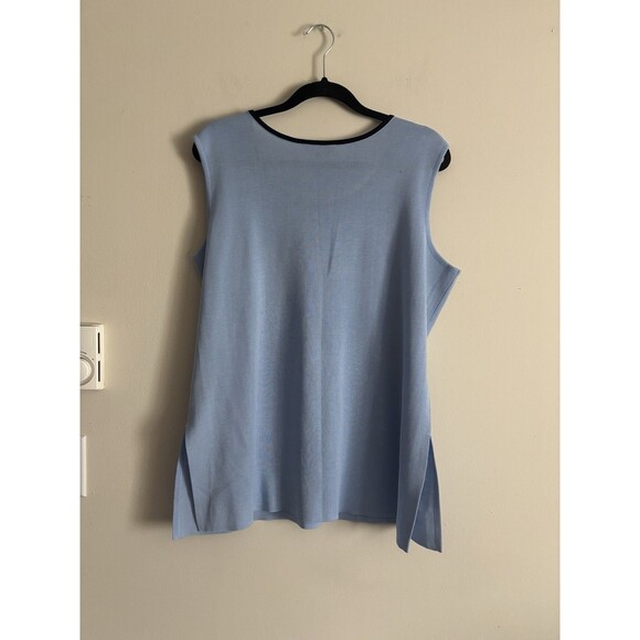 Misook Womens 0X XL XXL Plus Size Sleeveless Knit Top Blue Black Office Preppy - Picture 7 of 7